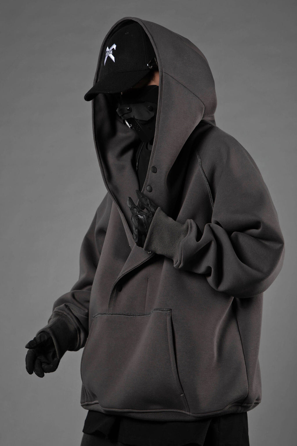 HiH38 Grey Layered Hoodie