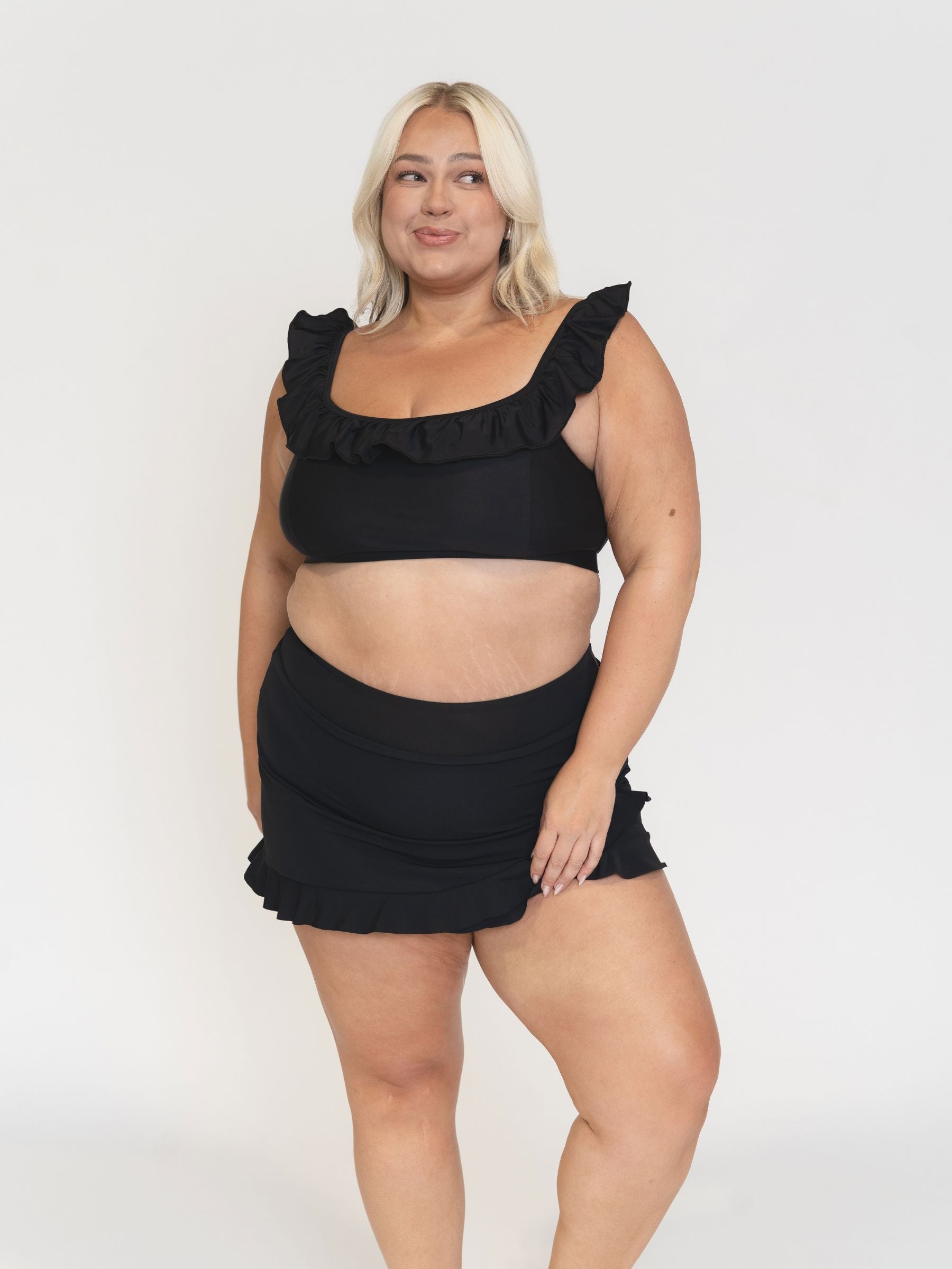 Black Ruffle Scoop Bralette