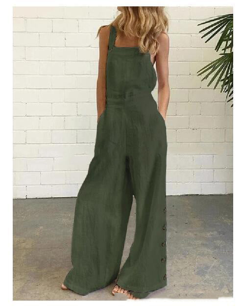 High-Waisted Sleeveless Wide-Leg Jumpsuit – 8 Colors, S–2XL