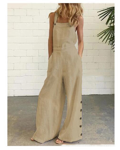 High-Waisted Sleeveless Wide-Leg Jumpsuit – 8 Colors, S–2XL
