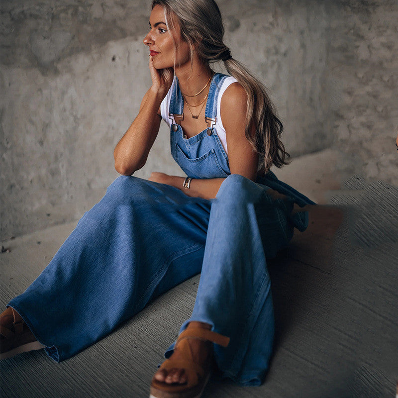 Women’s wide leg denim overalls