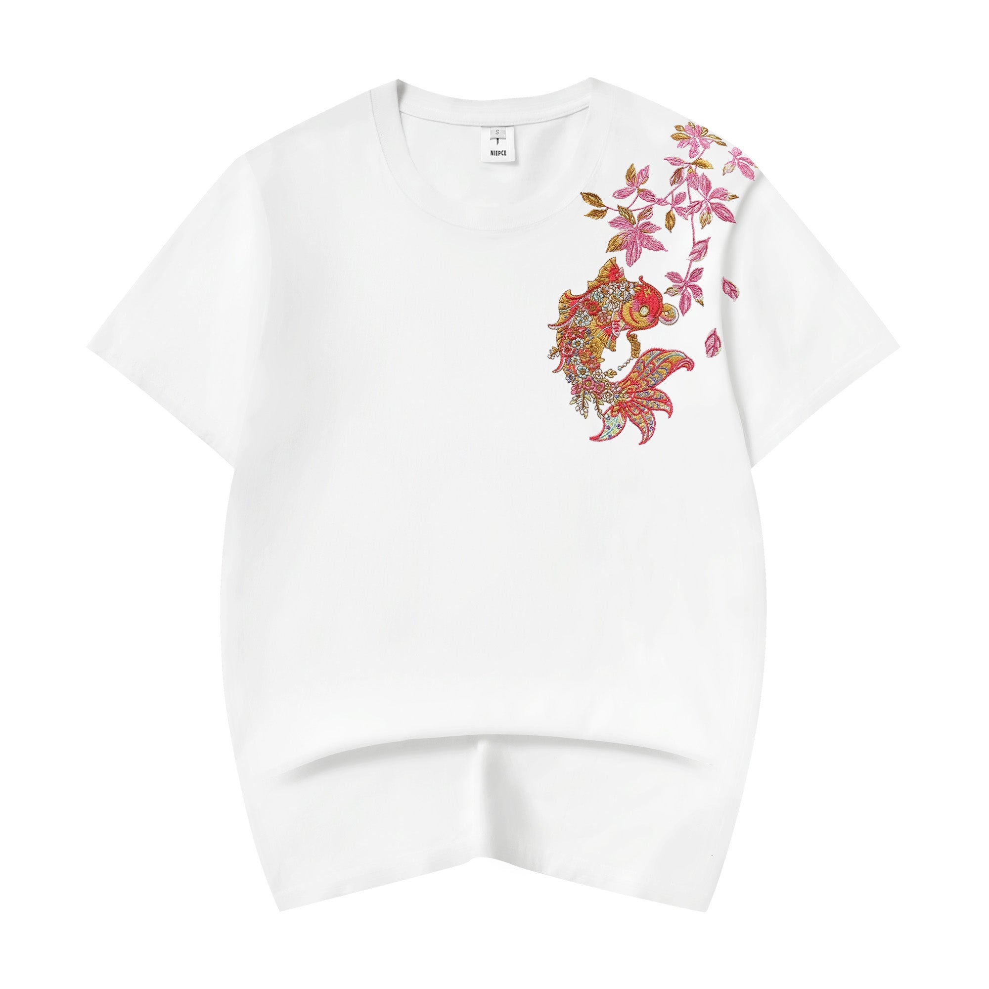 ET522 Gold Coin Koi Embroidered Tee