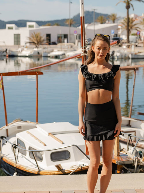 Black Ruffle Scoop Bralette