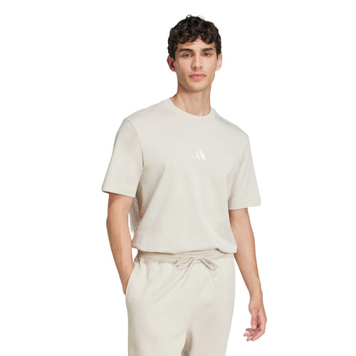 adidas Men's Essentials Small Logo Single Jersey Tee - Beige / White