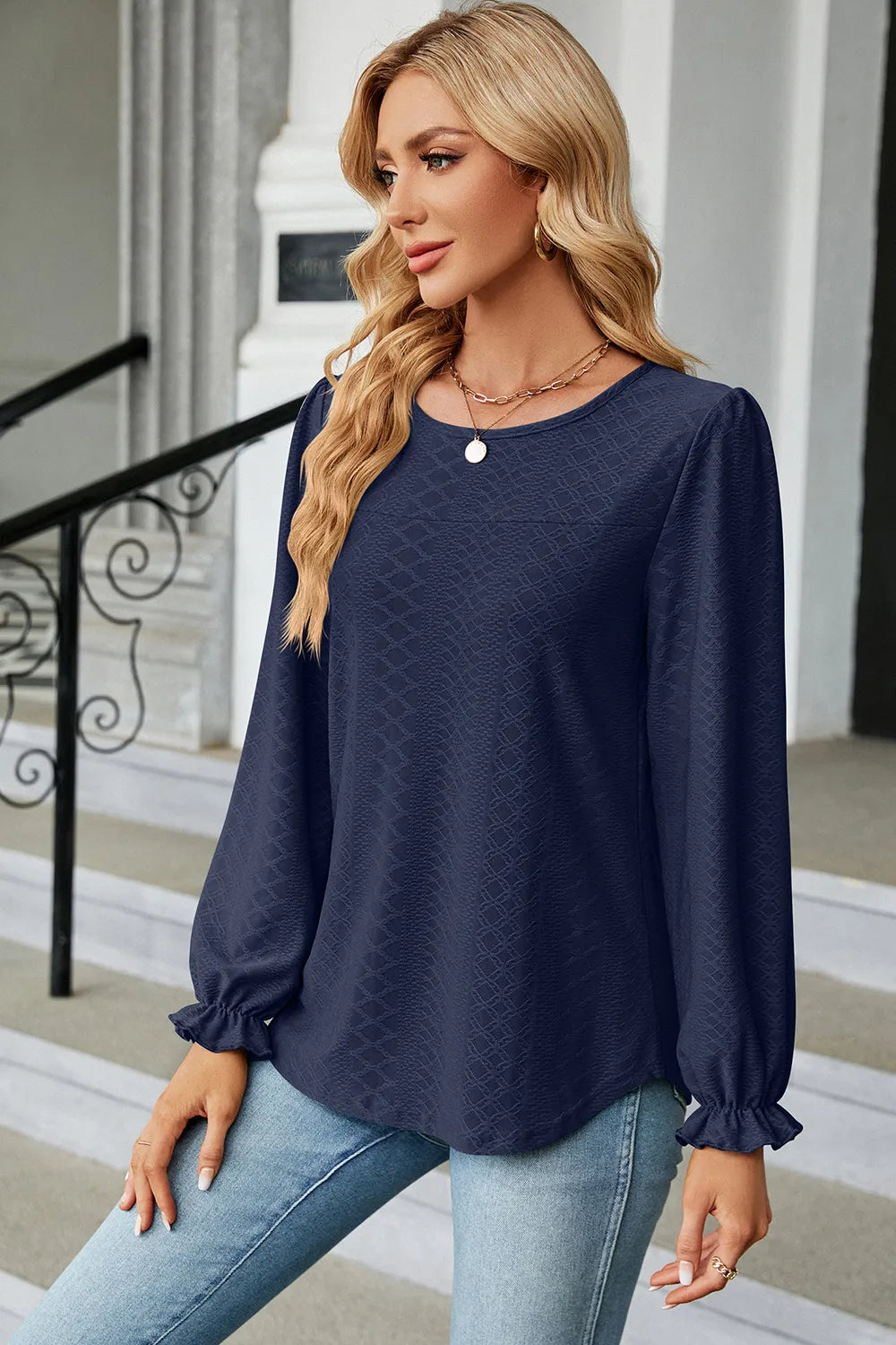 🌸 Round Neck Flounce Sleeve T-Shirt
