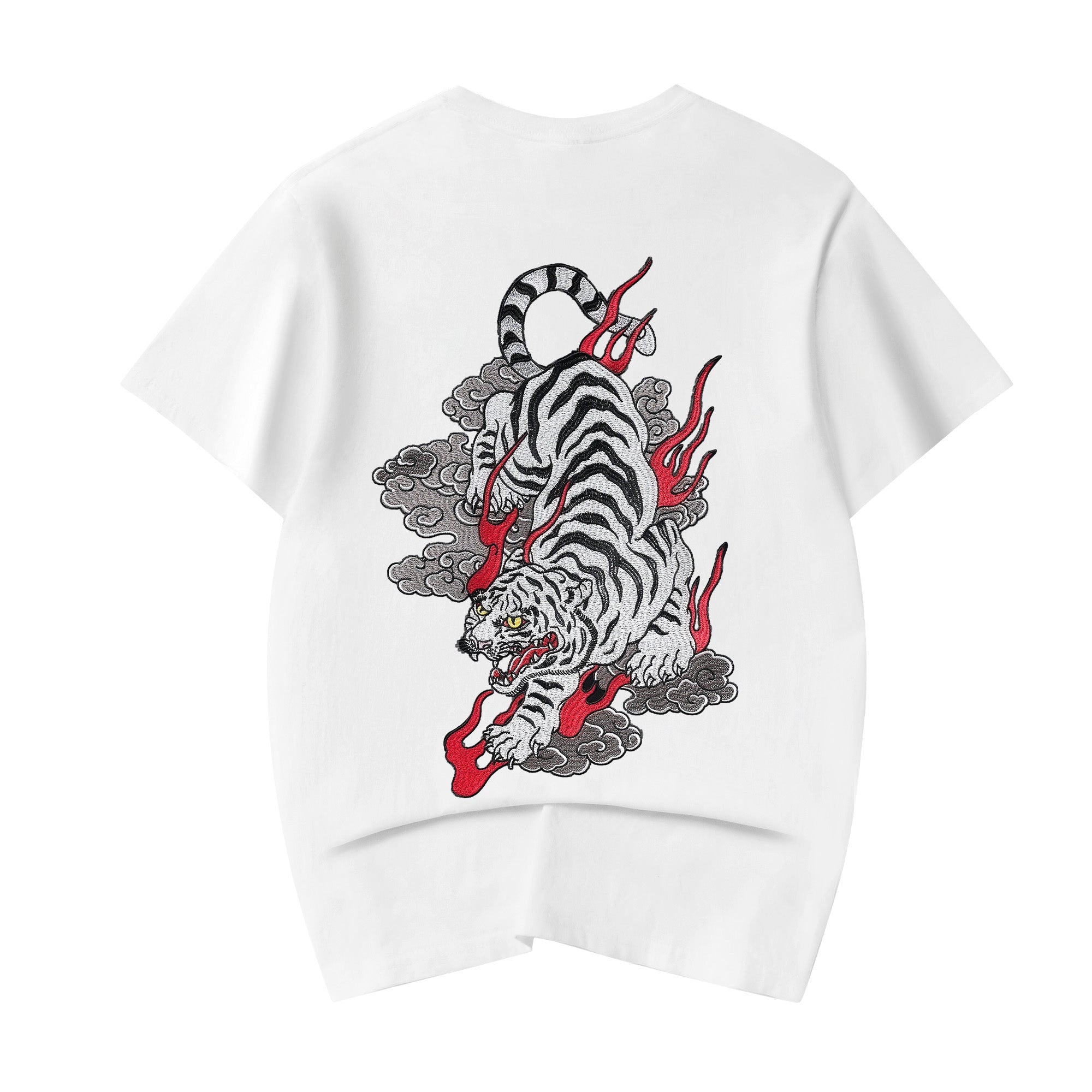 ET523 White Cloud Tiger Embroidered Tee
