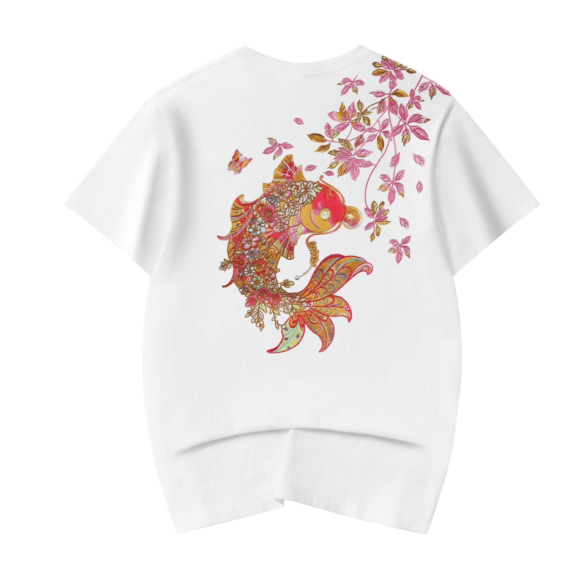 ET522 Gold Coin Koi Embroidered Tee