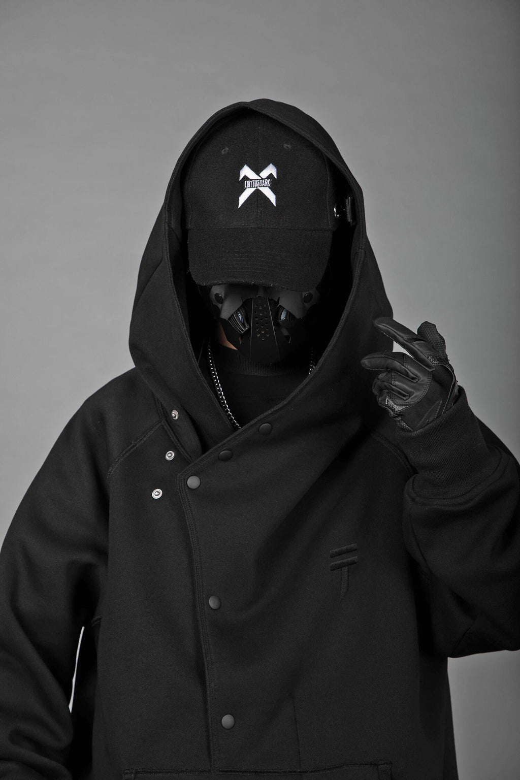 HiH38 Black Layered Hoodie