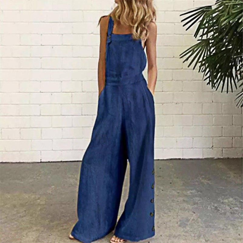 High-Waisted Sleeveless Wide-Leg Jumpsuit – 8 Colors, S–2XL