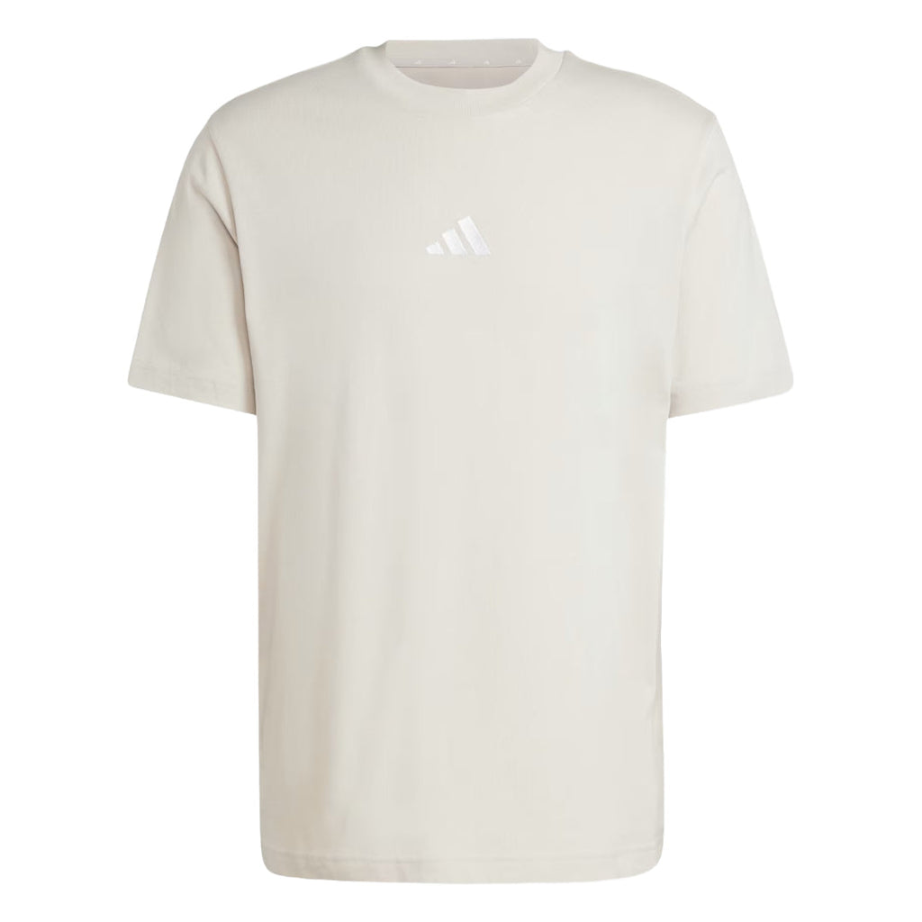adidas Men's Essentials Small Logo Single Jersey Tee - Beige / White