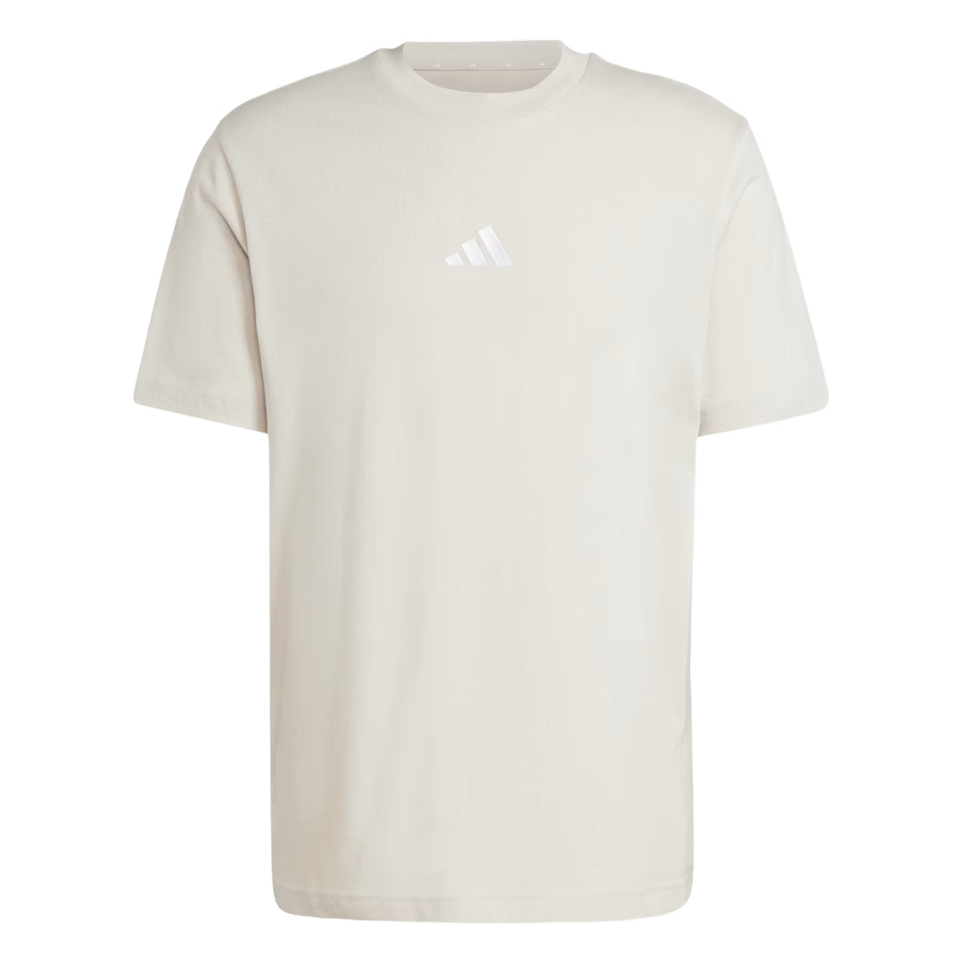 adidas Men's Essentials Small Logo Single Jersey Tee - Beige / White