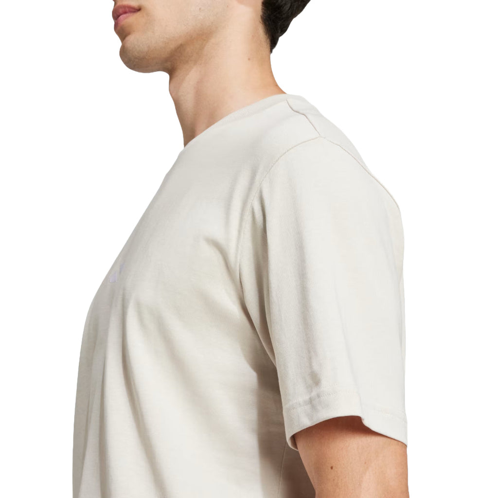 adidas Men's Essentials Small Logo Single Jersey Tee - Beige / White