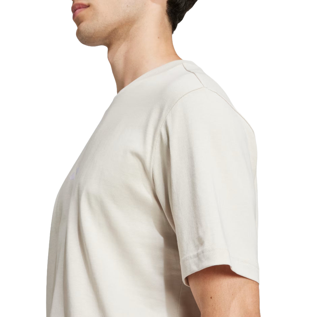 adidas Men's Essentials Small Logo Single Jersey Tee - Beige / White
