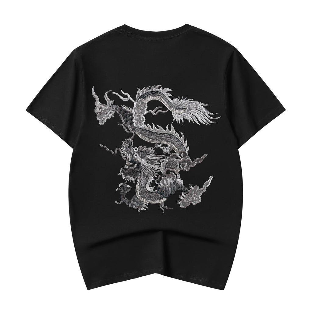 ET521 Grey Dragon Embroidered Tee