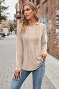 Women's Long Sleeve Crew Neck Blouse – Pintuck Pleat Front
