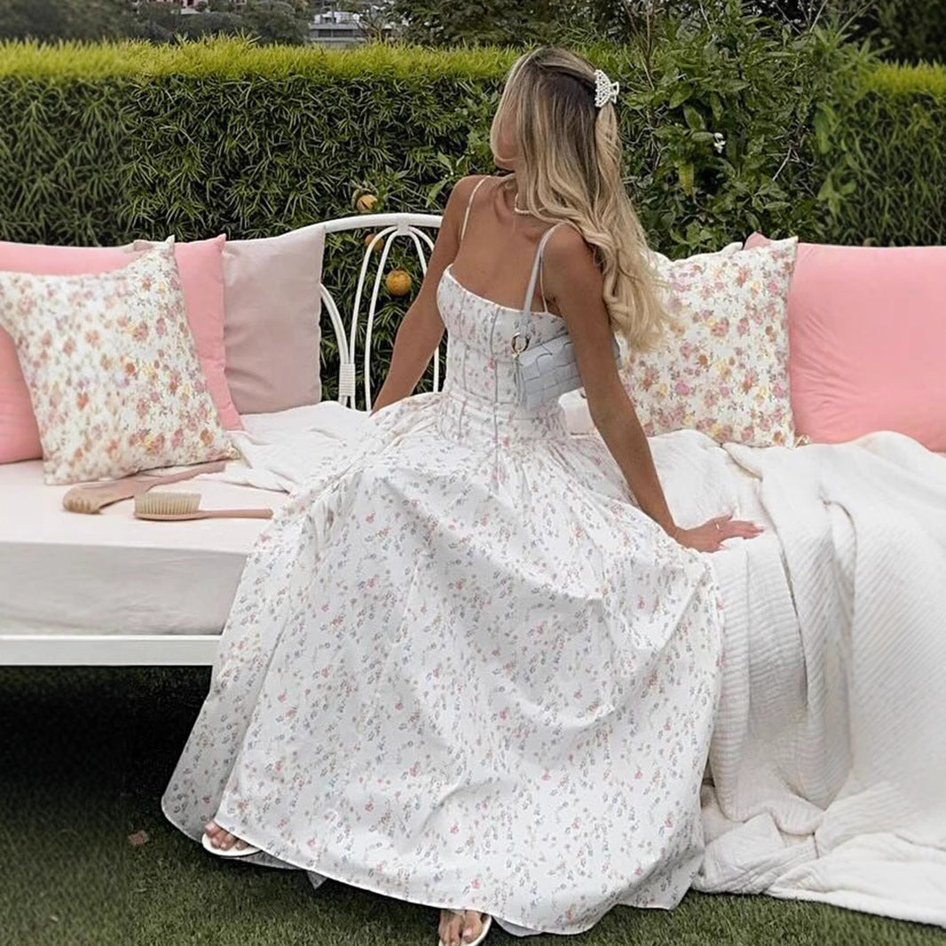 Printed Strapless Backless Maxi Dress – Fitted Long Dress