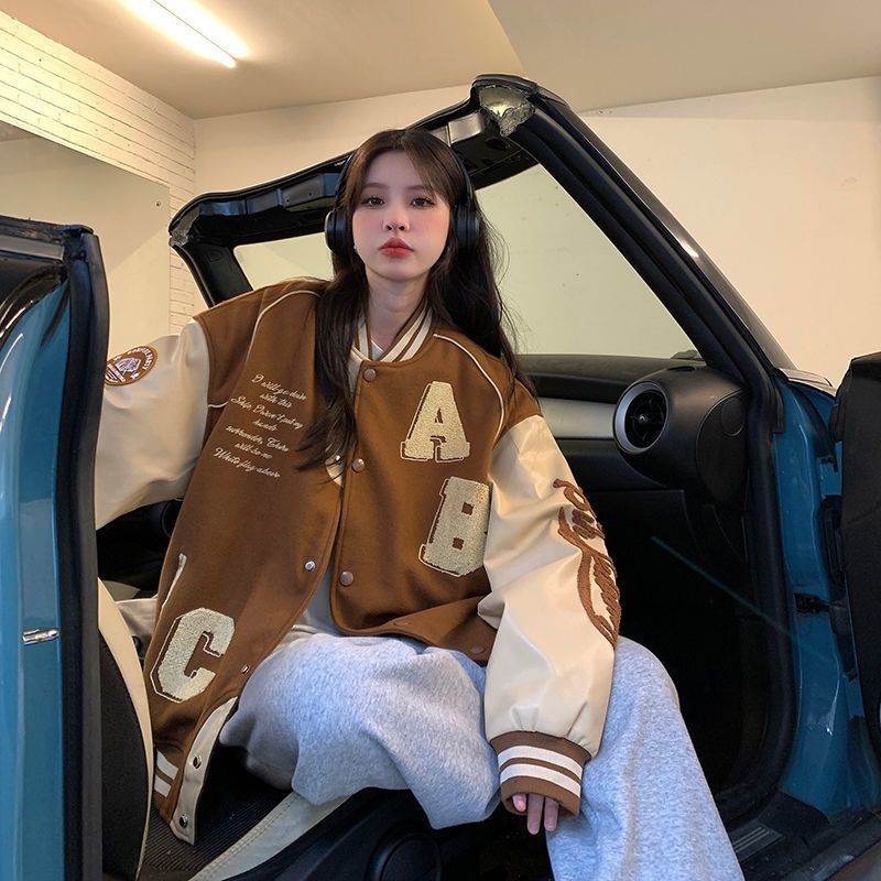 Y2K Oversized Lamb-Wool Bomber Jacket Women
