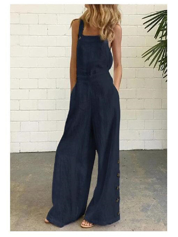 High-Waisted Sleeveless Wide-Leg Jumpsuit – 8 Colors, S–2XL