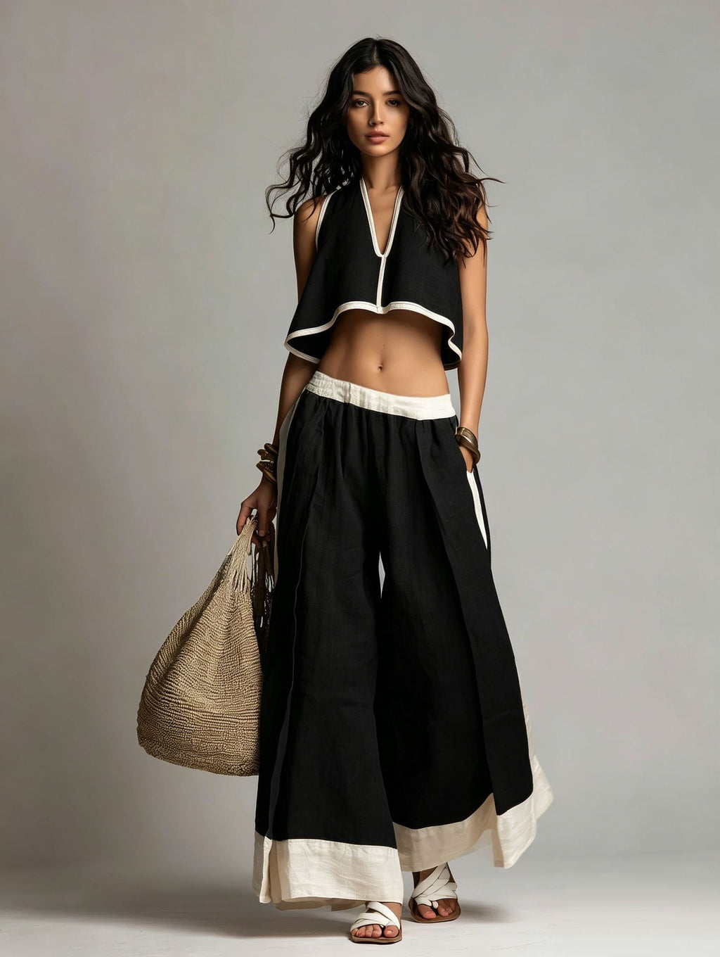 Sleeveless V-Neck Two-Piece Set – Solid Color Lounge & Casual Outfit