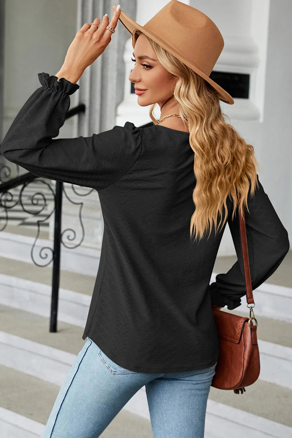 🌸 Round Neck Flounce Sleeve T-Shirt