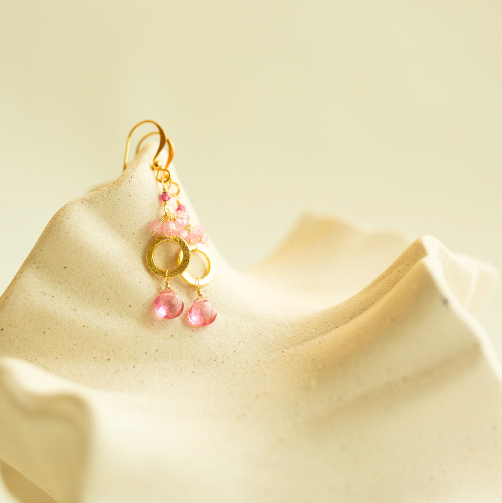 Pink Tourmaline Solara Earrings