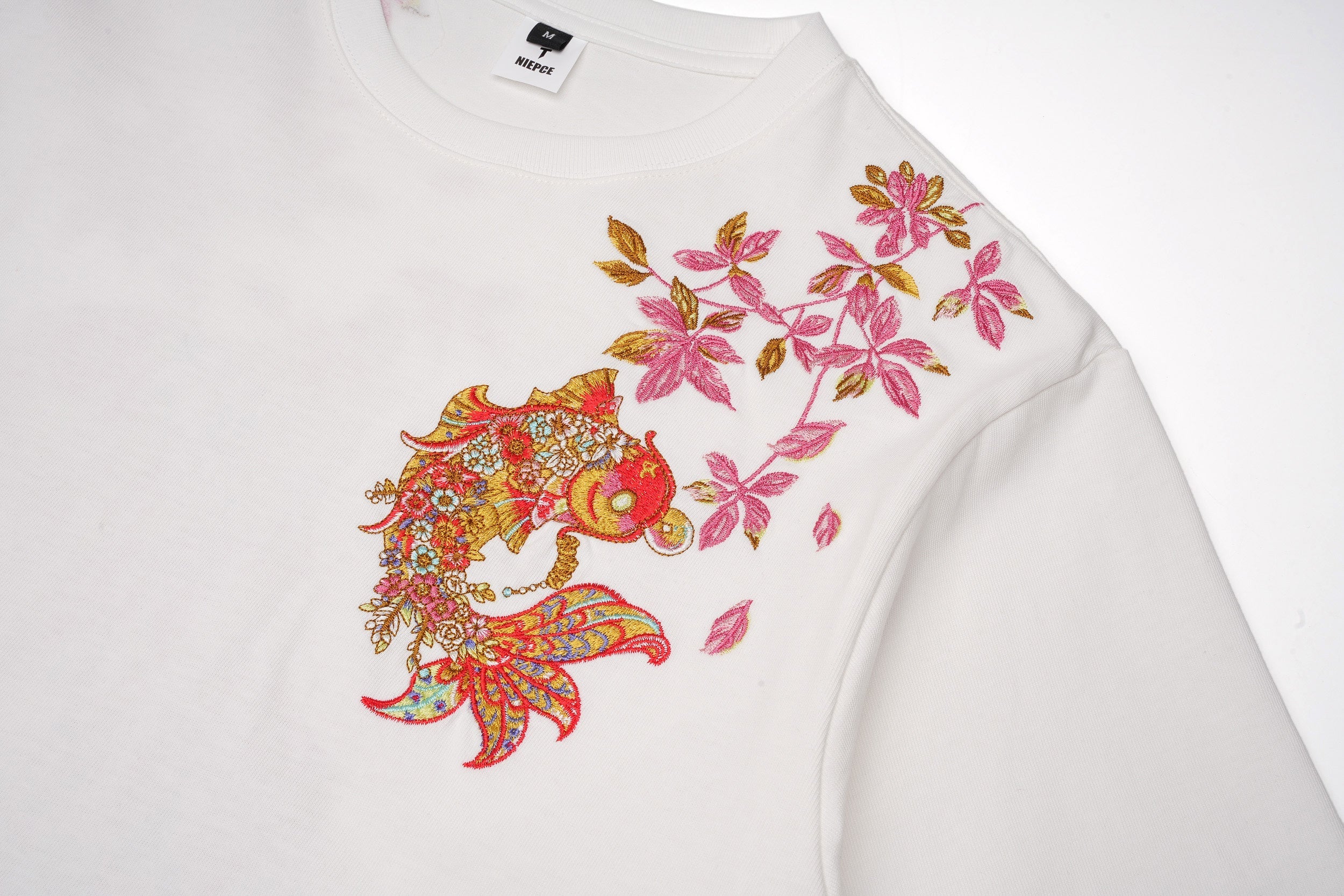 ET522 Gold Coin Koi Embroidered Tee