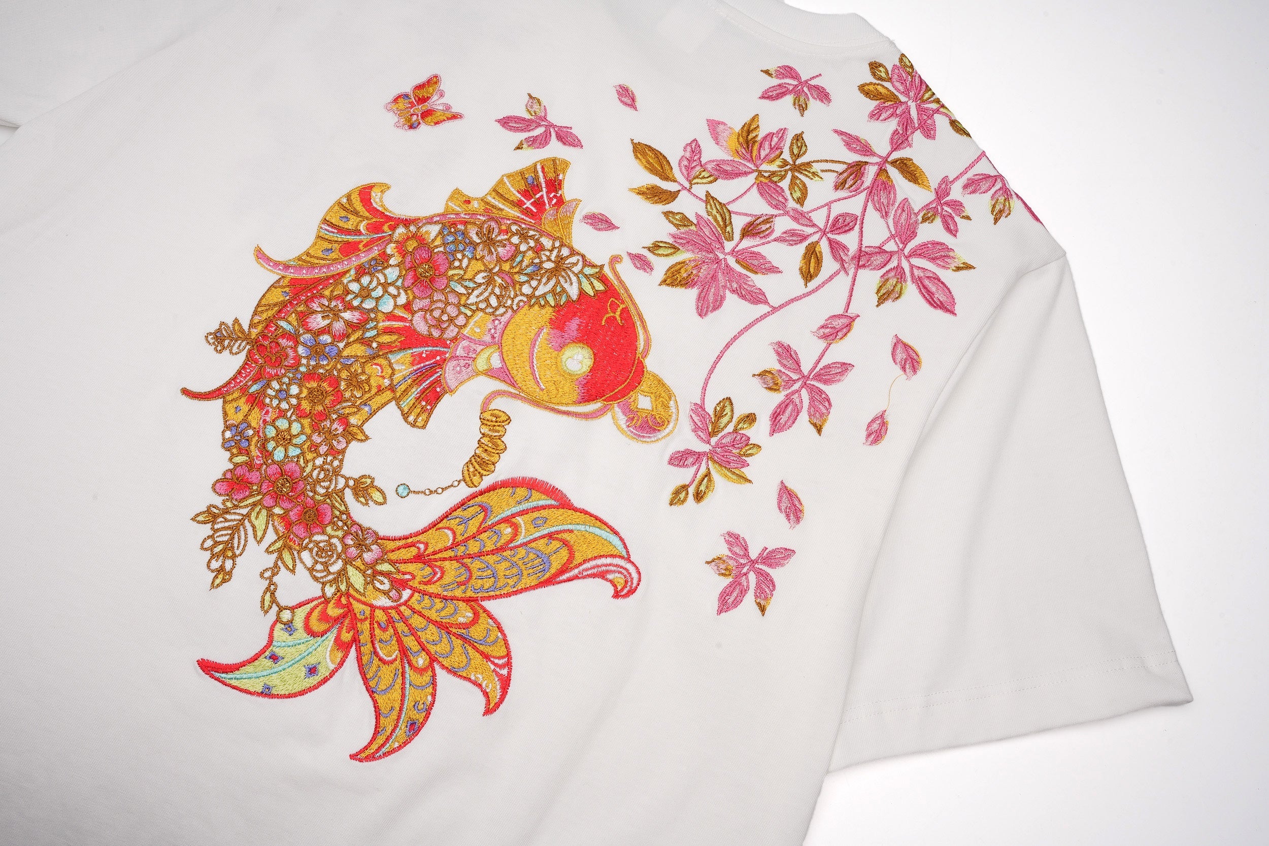 ET522 Gold Coin Koi Embroidered Tee