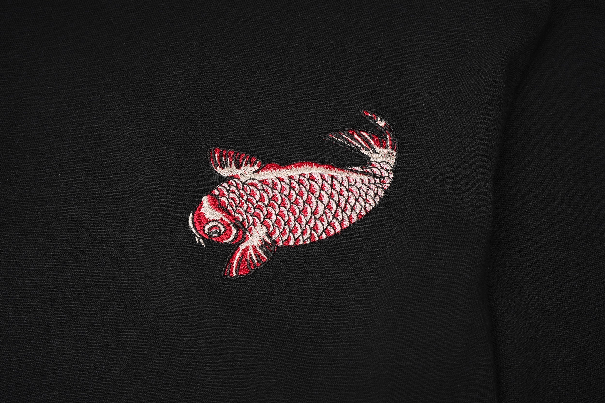 ET520 Red Koi Wave Rider Embroidered Tee