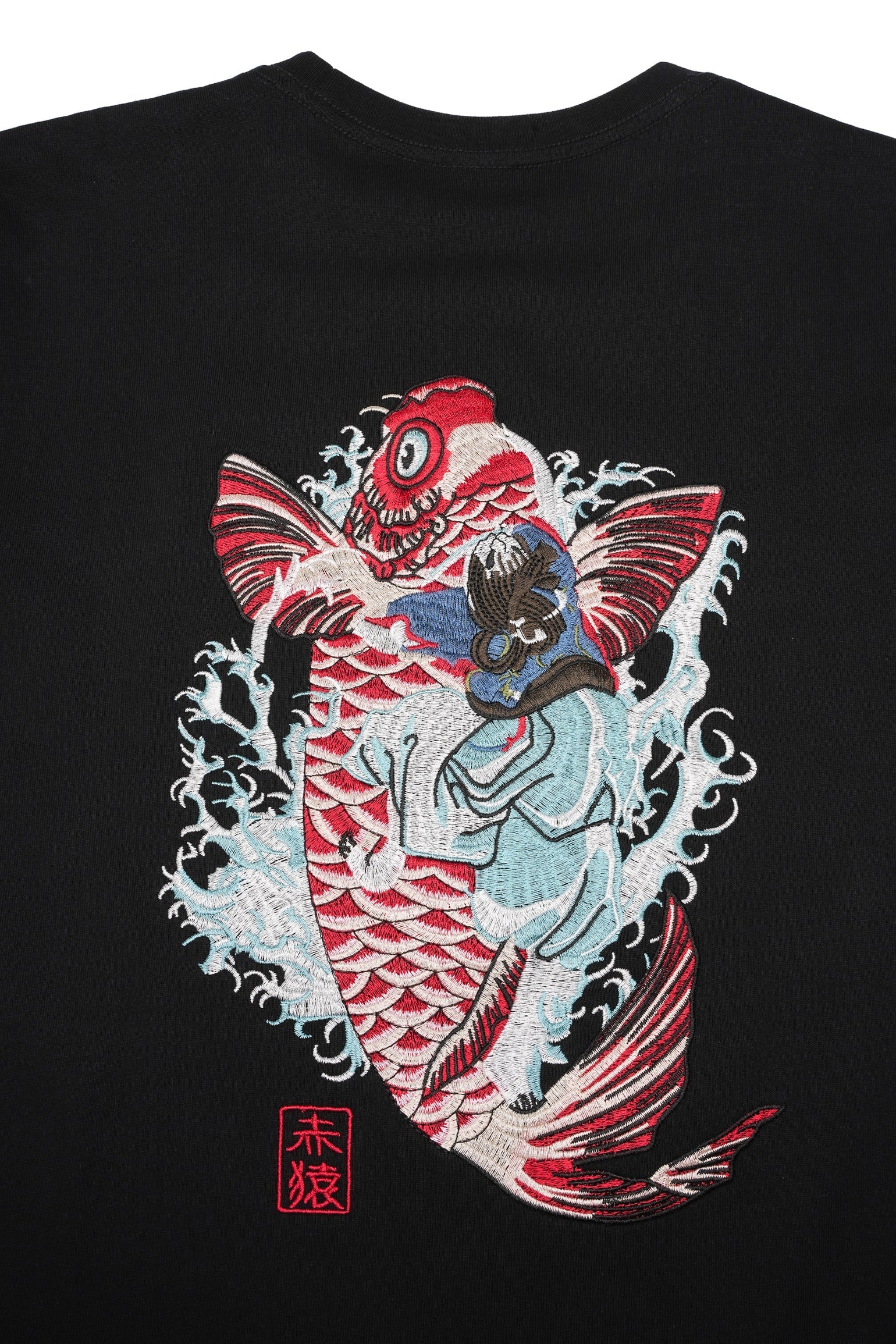 ET520 Red Koi Wave Rider Embroidered Tee