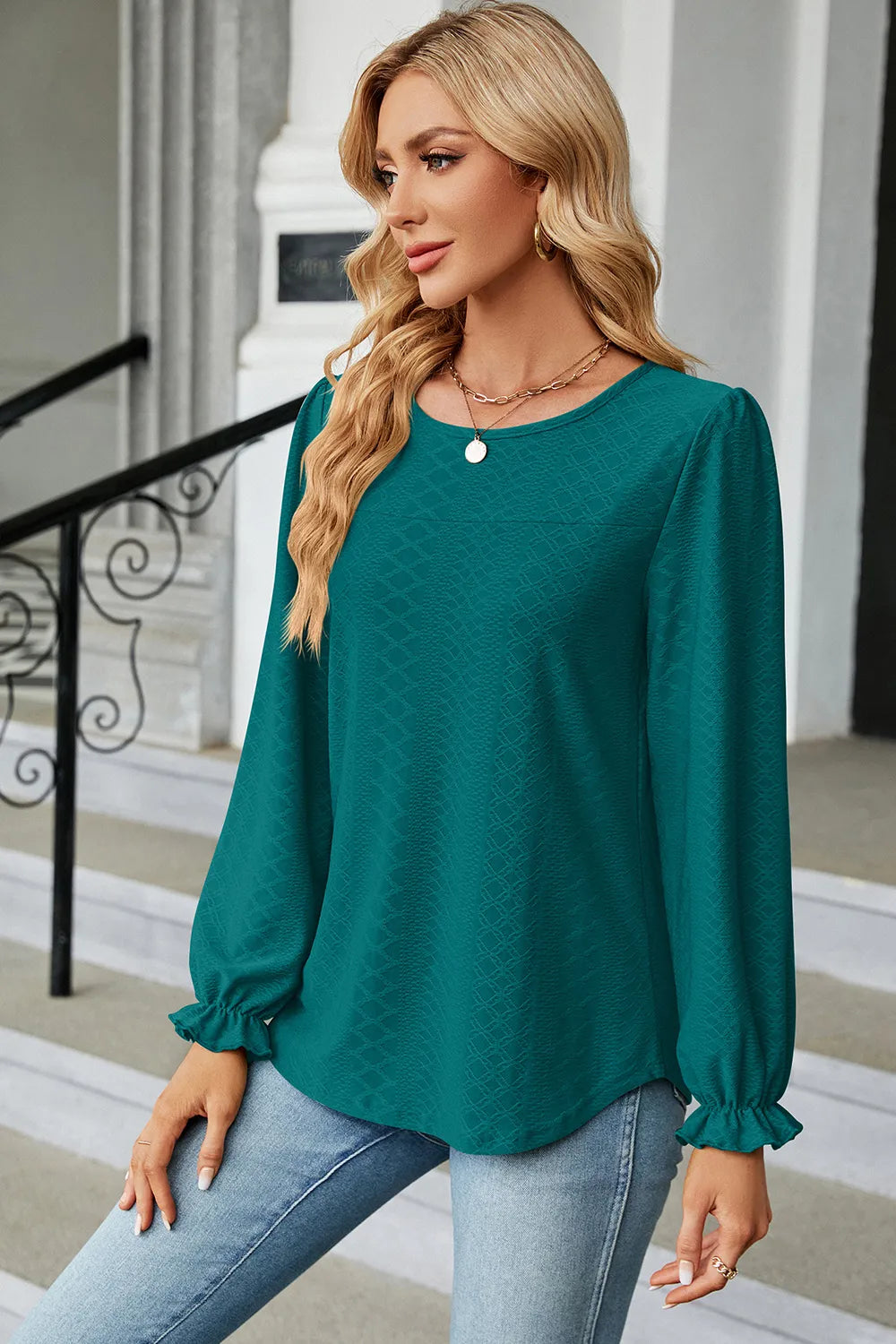 🌸 Round Neck Flounce Sleeve T-Shirt