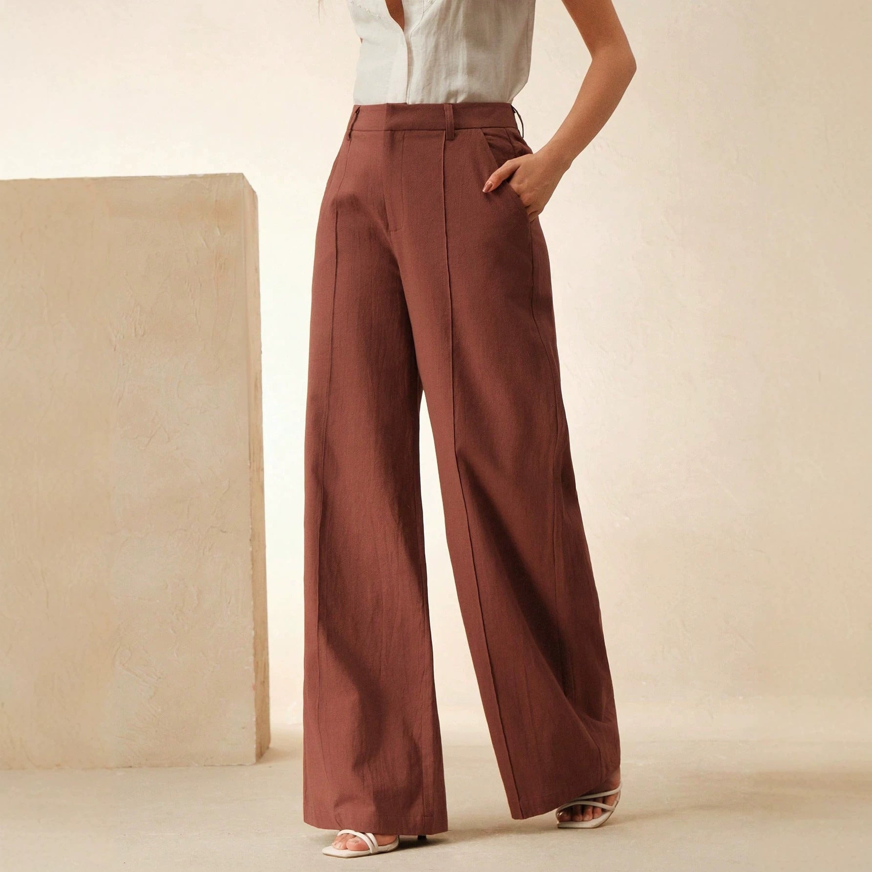 Small Breathable High Waist Drooping Work Pant Light Luxury Loose Slimming Sense Design Straight Casual Pants