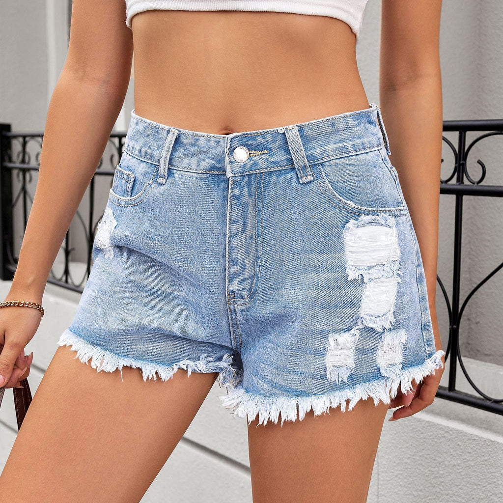 Ranking Women Clothing Washed Hole Denim Shorts Pants