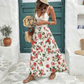 Sweet Vacation Rose Printed High Waist Skirt Women