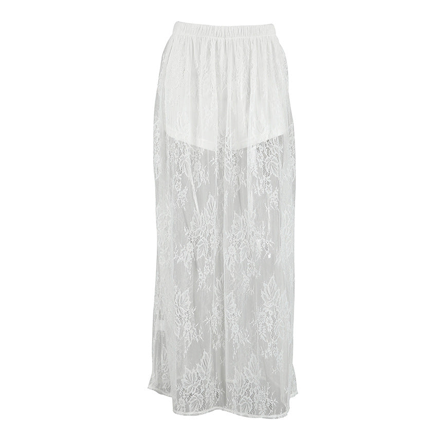 Brocade Lace See Through White Jacquard Early Spring Dress