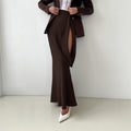 Niche Women Hollow Out Cutout Design Irregular Asymmetric High Waist Slim Fit Skirt Fishtail Skirt