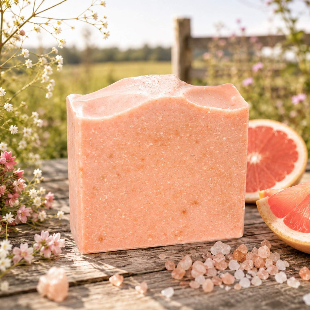 Pink Salt + Grapefruit Cleansing Bar Handmade Tallow and Goat Milk Soap Bar