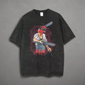 🪚 Chainsaw Man Acid-Washed Vintage Graphic T-Shirt – Harajuku Streetwear