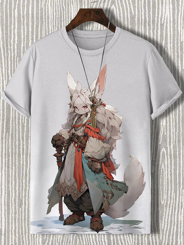Samurai Cat Graphic T-Shirt – Japanese Style 3D Print Men's Tee