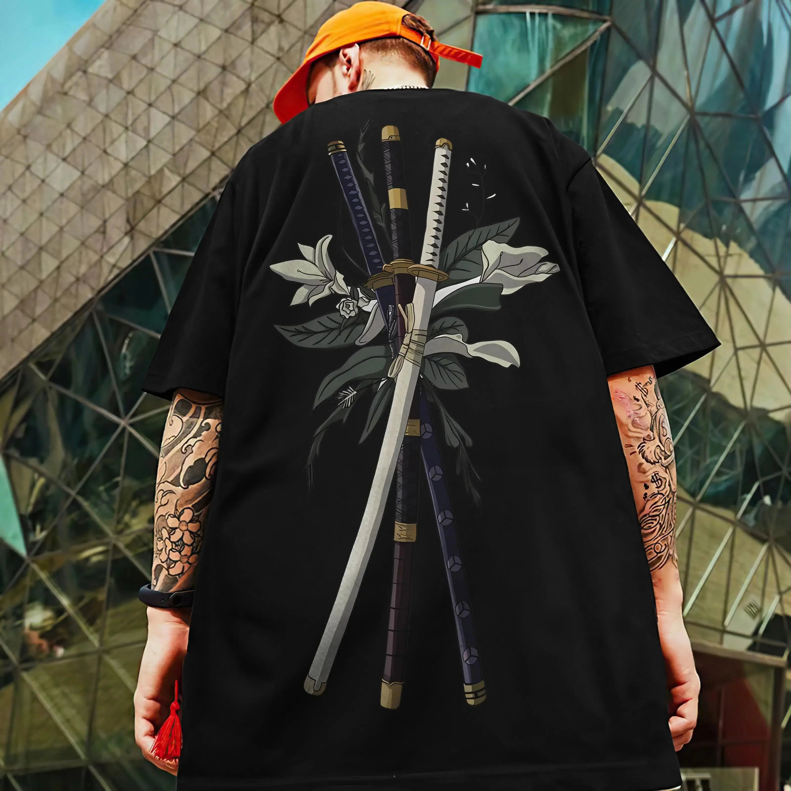 🗡️  3D Samurai Knife Print Oversized T-Shirt