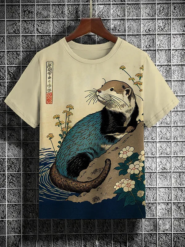 Samurai Cat Graphic T-Shirt – Japanese Style 3D Print Men's Tee