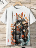 Samurai Cat Graphic T-Shirt – Japanese Style 3D Print Men's Tee