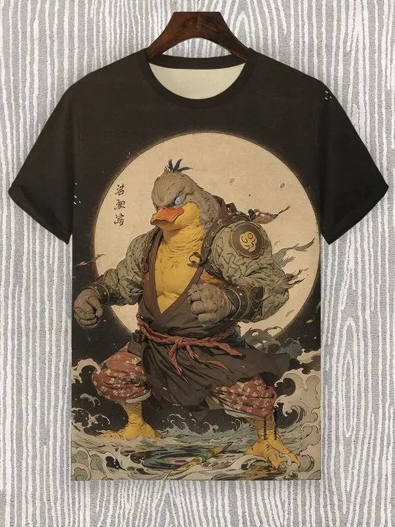 Samurai Cat Graphic T-Shirt – Japanese Style 3D Print Men's Tee