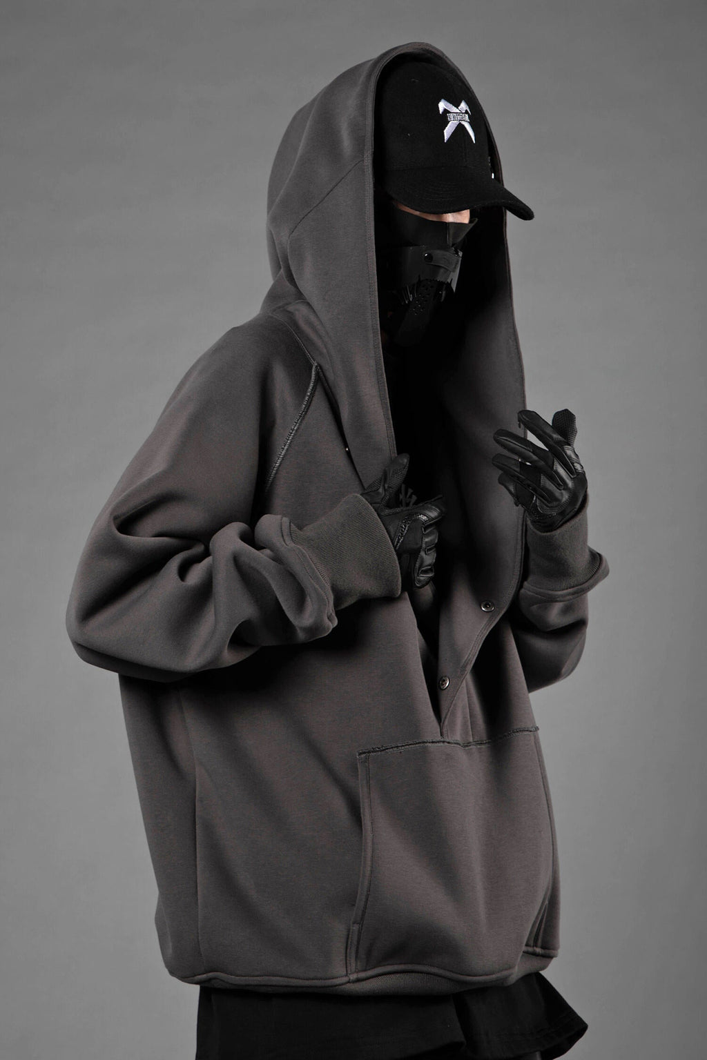 HiH38 Grey Layered Hoodie