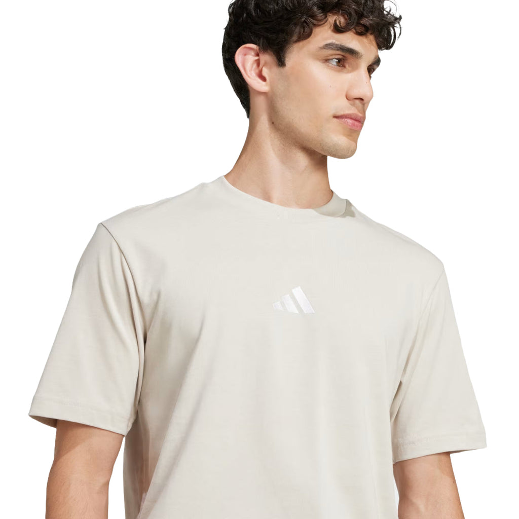 adidas Men's Essentials Small Logo Single Jersey Tee - Beige / White
