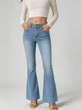 High-Waist Slim-Fit Slightly Flared Women's Jeans – Full-Length Denim Pants