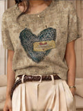Women's Retro Short-Sleeve Jacquard Knit Top