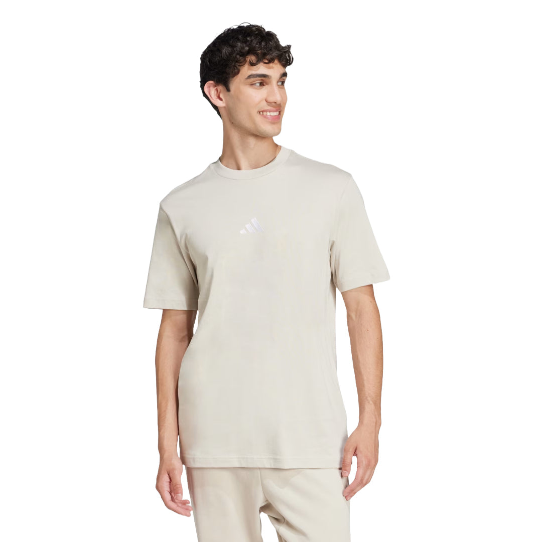 adidas Men's Essentials Small Logo Single Jersey Tee - Beige / White