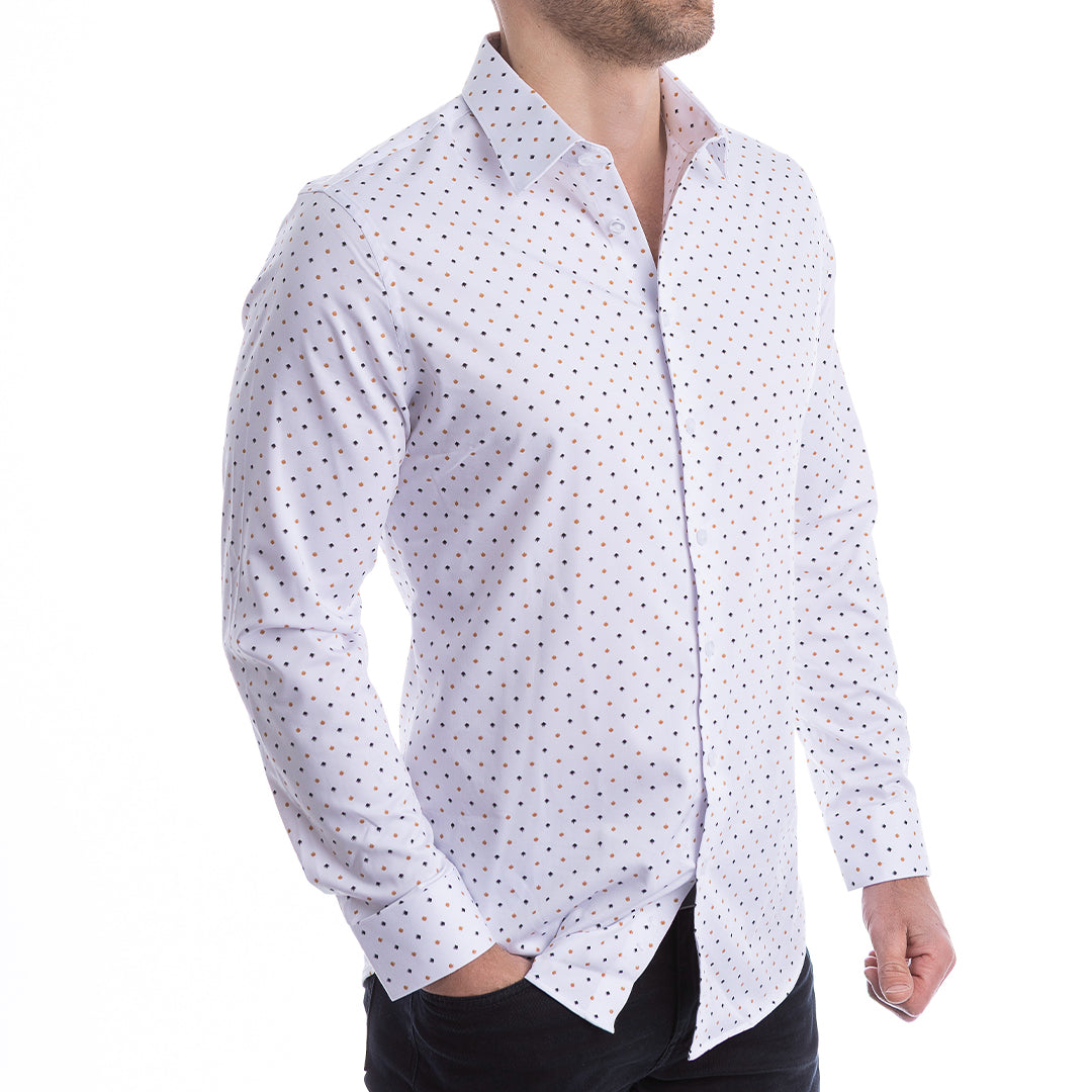 goTIELESS Ultimate Dress Shirt (White/Royal Palm)