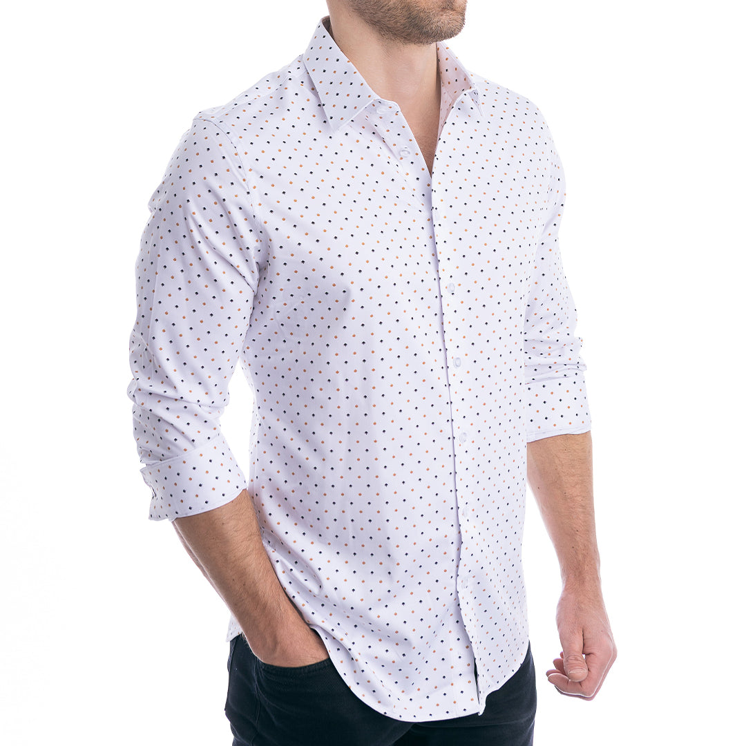 goTIELESS Ultimate Dress Shirt (White/Royal Palm)