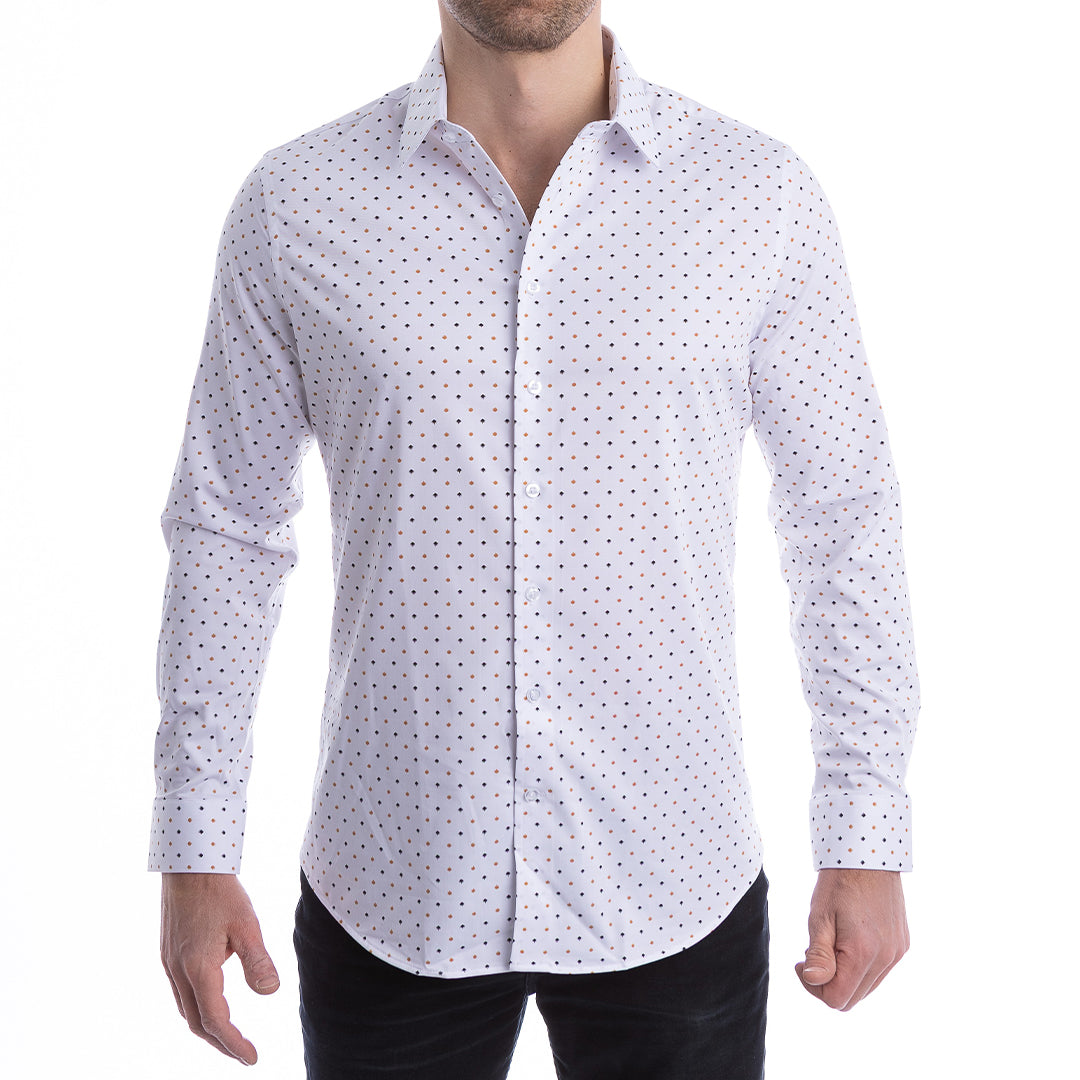 goTIELESS Ultimate Dress Shirt (White/Royal Palm)
